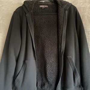 Michael Michael Kors Men's Sherpa Lined Zip Up Hoodie Black